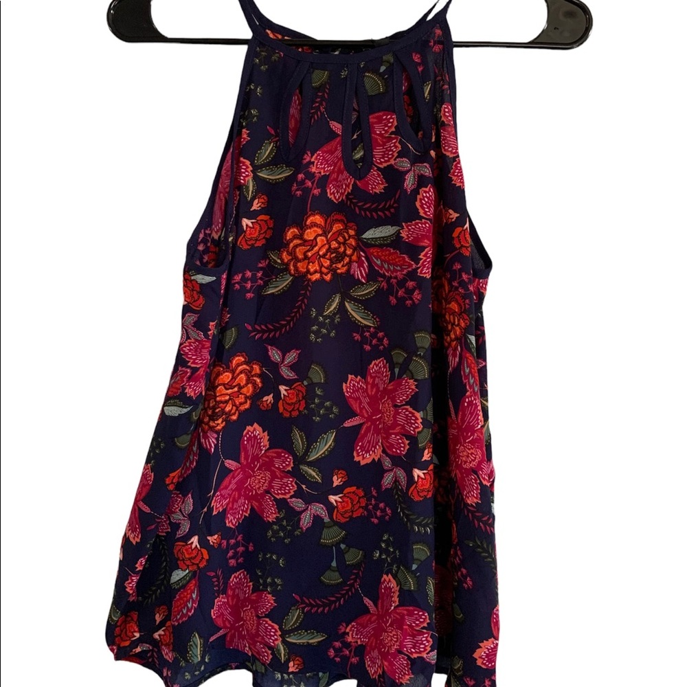Navy floral top with cut outs size small